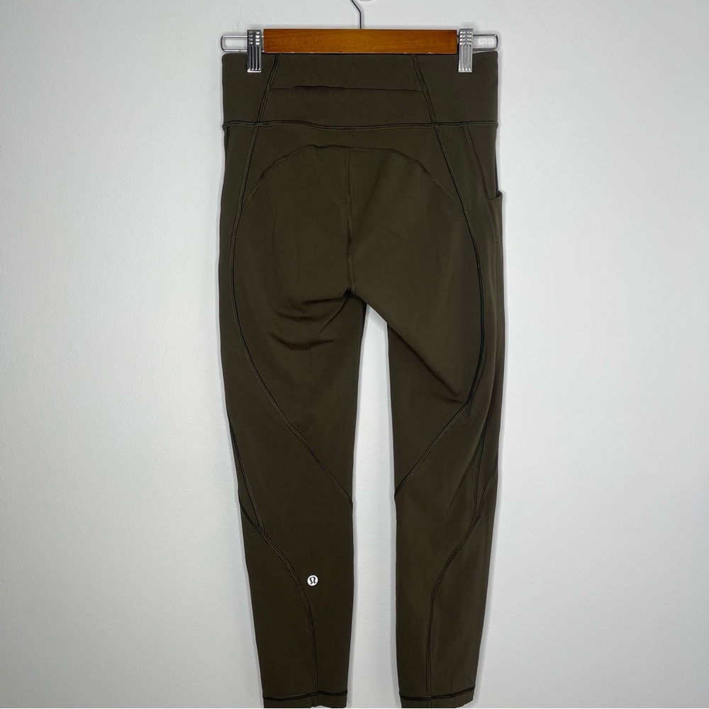 Lululemon Time to Sweat Crop Sz 6 Dark Olive  High Waist Leggings - Picture 4 of 8